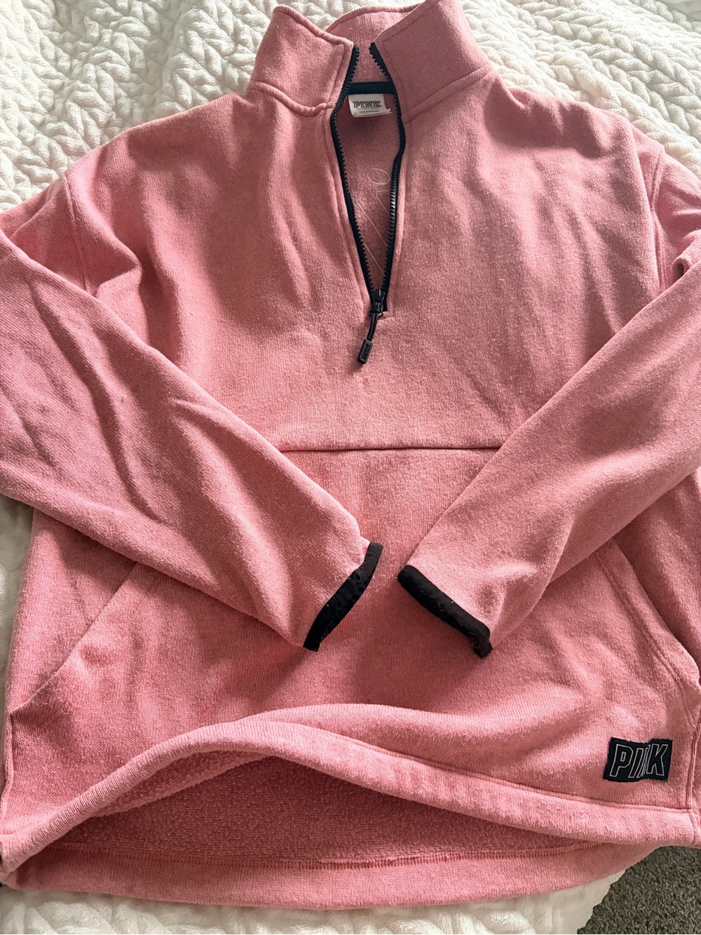 vs pink small Pink Quarter-Zip Pullover Sweater